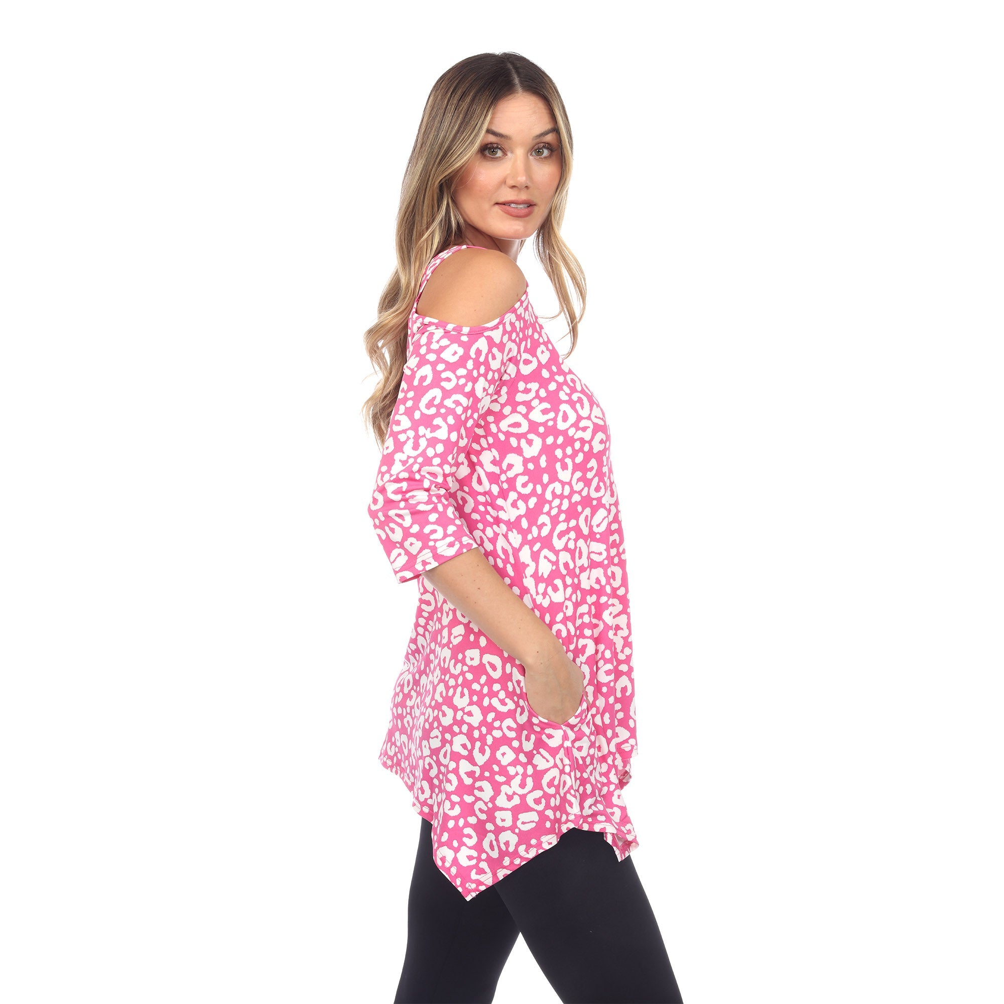 Women's Leopard Cold Shoulder Tunic - DressbarnShirts & Blouses
