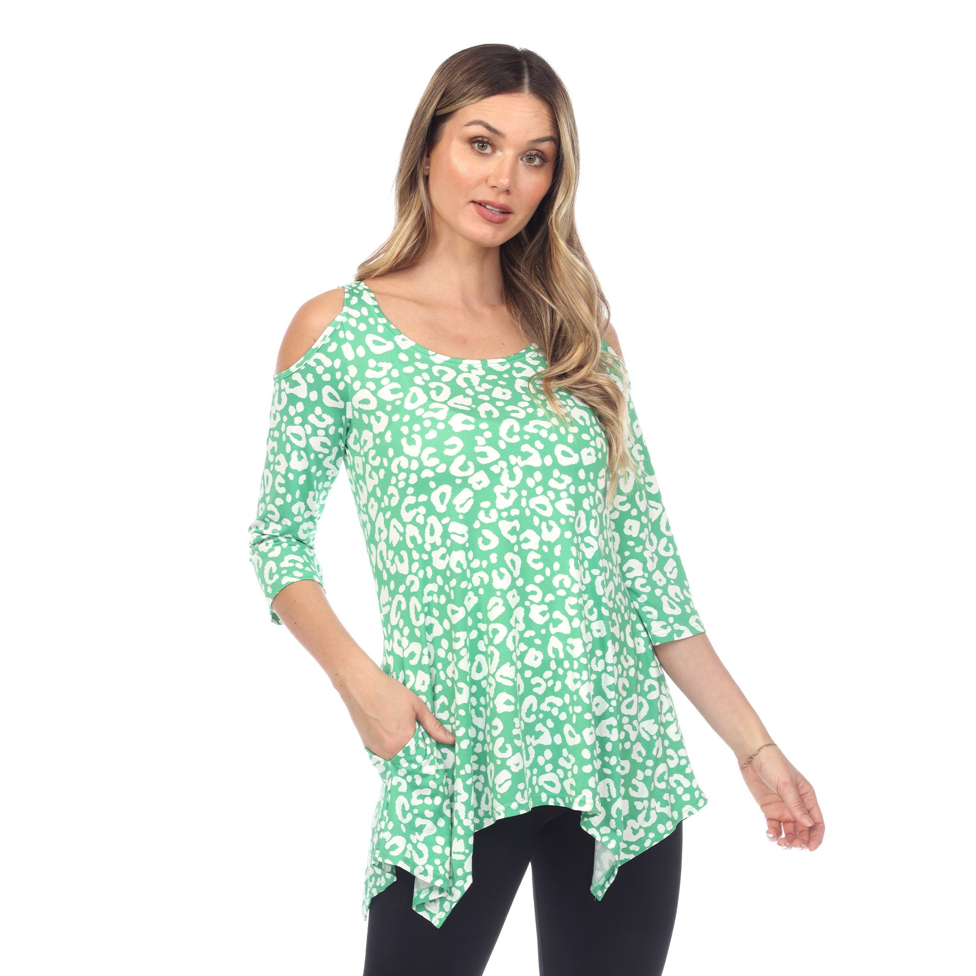 Women's Leopard Cold Shoulder Tunic - DressbarnShirts & Blouses