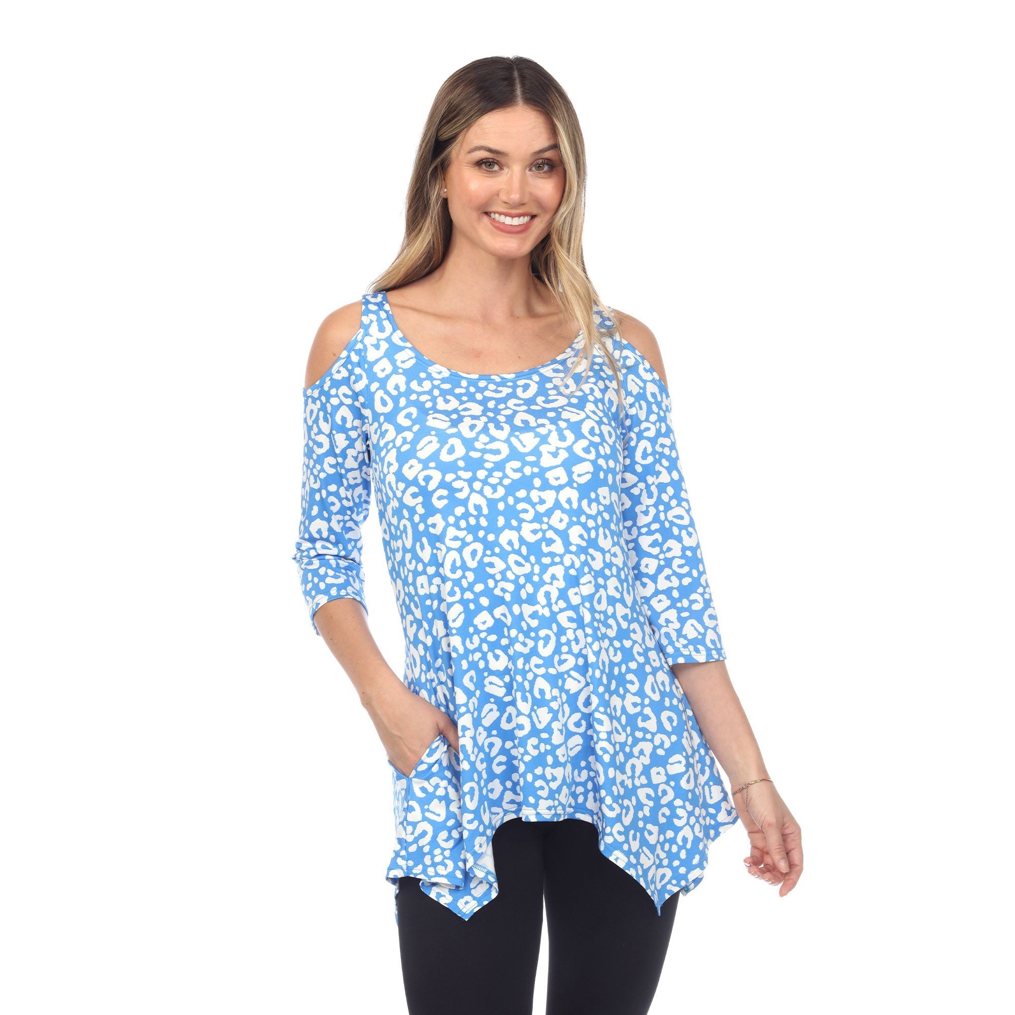 Women's Leopard Cold Shoulder Tunic - DressbarnShirts & Blouses