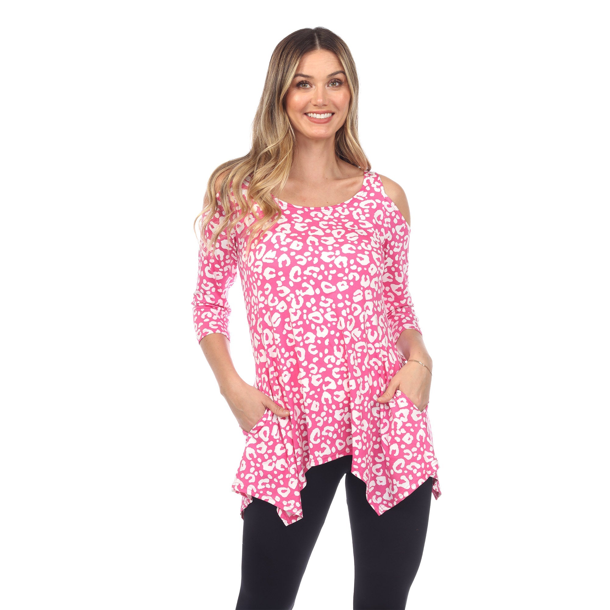 Women's Leopard Cold Shoulder Tunic - DressbarnShirts & Blouses