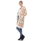 Women's Leopard Print Open Front Sherpa Coat - DressbarnCoats & Jackets