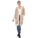 Women's Leopard Print Open Front Sherpa Coat - DressbarnCoats & Jackets