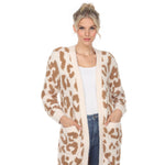 Women's Leopard Print Open Front Sherpa Coat - DressbarnCoats & Jackets