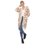 Women's Leopard Print Open Front Sherpa Coat - DressbarnCoats & Jackets