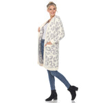 Women's Leopard Print Open Front Sherpa Coat - DressbarnCoats & Jackets