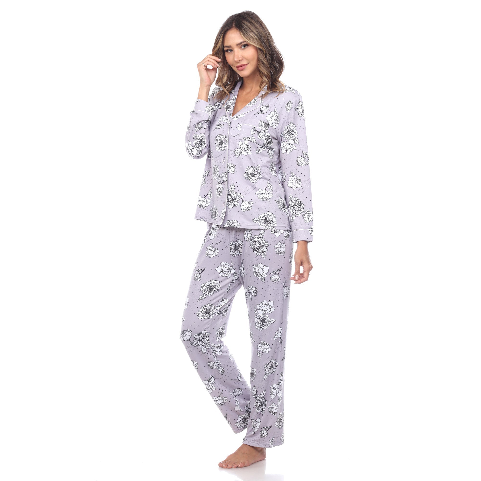 Women's Long Sleeve Floral Pajama Set - DressbarnLounge Sets