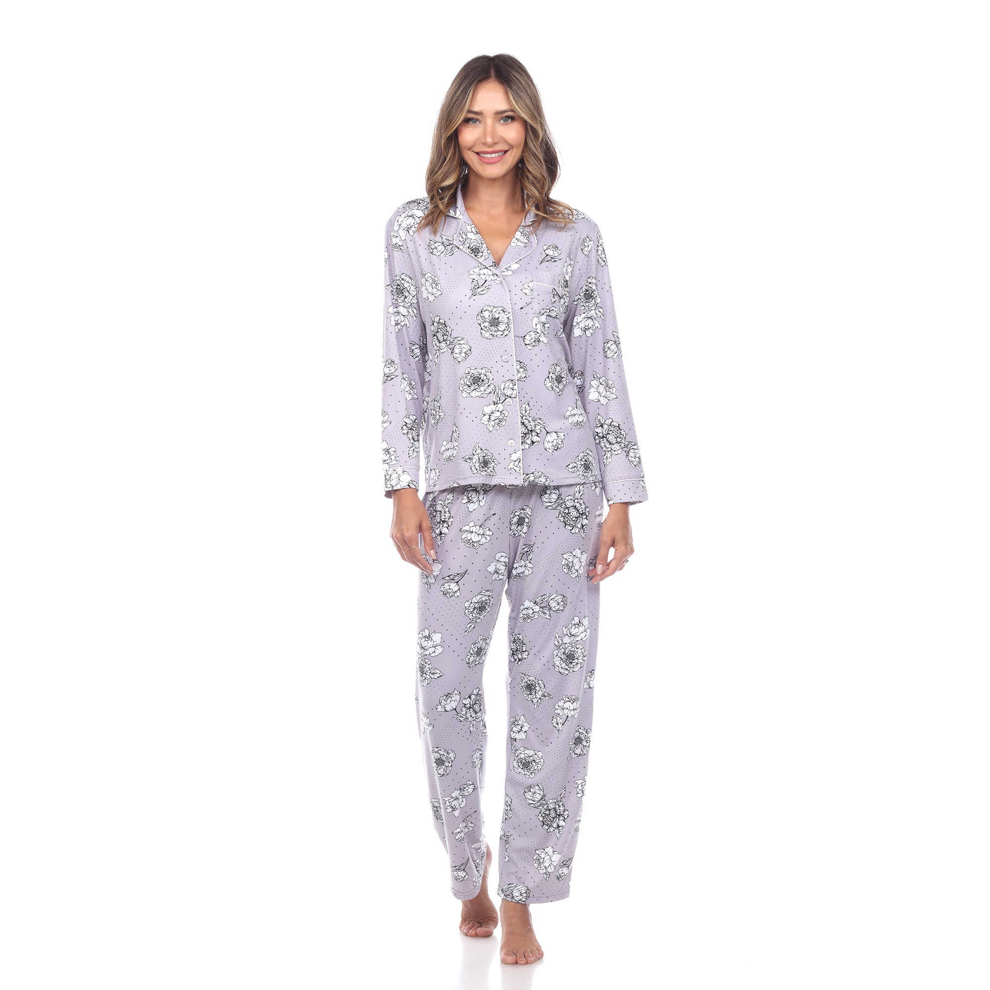 Women's Long Sleeve Floral Pajama Set - DressbarnLounge Sets