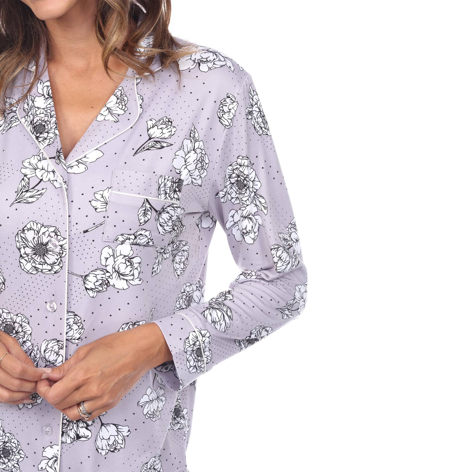Women's Long Sleeve Floral Pajama Set - DressbarnLounge Sets
