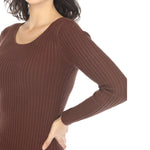 Women's Long Sleeve Rib Midi Sweater Dress - DressbarnKnee Length & Midi Dresses