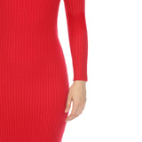 Women's Long Sleeve Rib Midi Sweater Dress - DressbarnKnee Length & Midi Dresses