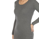 Women's Long Sleeve Rib Midi Sweater Dress - DressbarnKnee Length & Midi Dresses