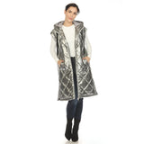 Women's Metallic Long Puffer Vest - DressbarnVests