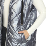 Women's Metallic Long Puffer Vest - DressbarnVests