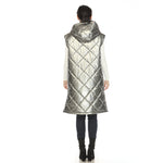 Women's Metallic Long Puffer Vest - DressbarnVests