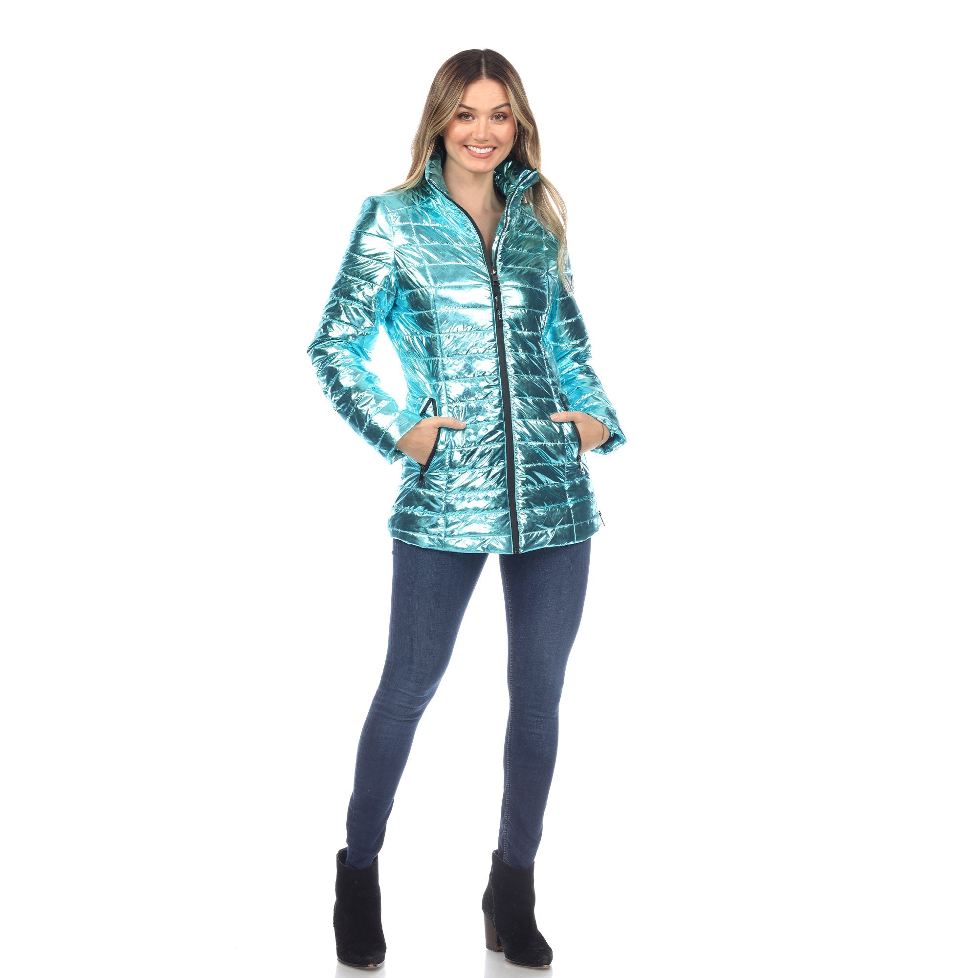 Women's Metallic Puffer Coat - DressbarnCoats & Jackets