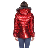 Women's Metallic Puffer Coat with Hoodie - DressbarnCoats & Jackets