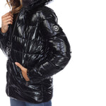 Women's Metallic Puffer Coat with Hoodie - DressbarnCoats & Jackets