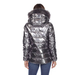 Women's Metallic Puffer Coat with Hoodie - DressbarnCoats & Jackets