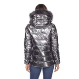 Women's Metallic Puffer Coat with Hoodie - DressbarnCoats & Jackets