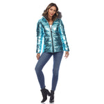 Women's Metallic Puffer Coat with Hoodie - DressbarnCoats & Jackets