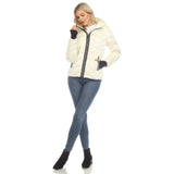 Women's Midweight Quilted Contrast With Thumbholes Hooded Jacket - DressbarnCoats & Jackets