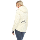Women's Midweight Quilted Contrast With Thumbholes Hooded Jacket - DressbarnCoats & Jackets