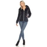 Women's Midweight Quilted Contrast With Thumbholes Hooded Jacket - DressbarnCoats & Jackets