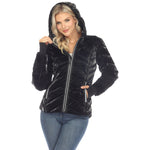 Women's Midweight Quilted Contrast With Thumbholes Hooded Jacket - DressbarnCoats & Jackets