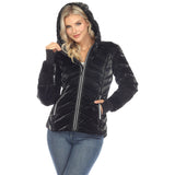 Women's Midweight Quilted Contrast With Thumbholes Hooded Jacket - DressbarnCoats & Jackets