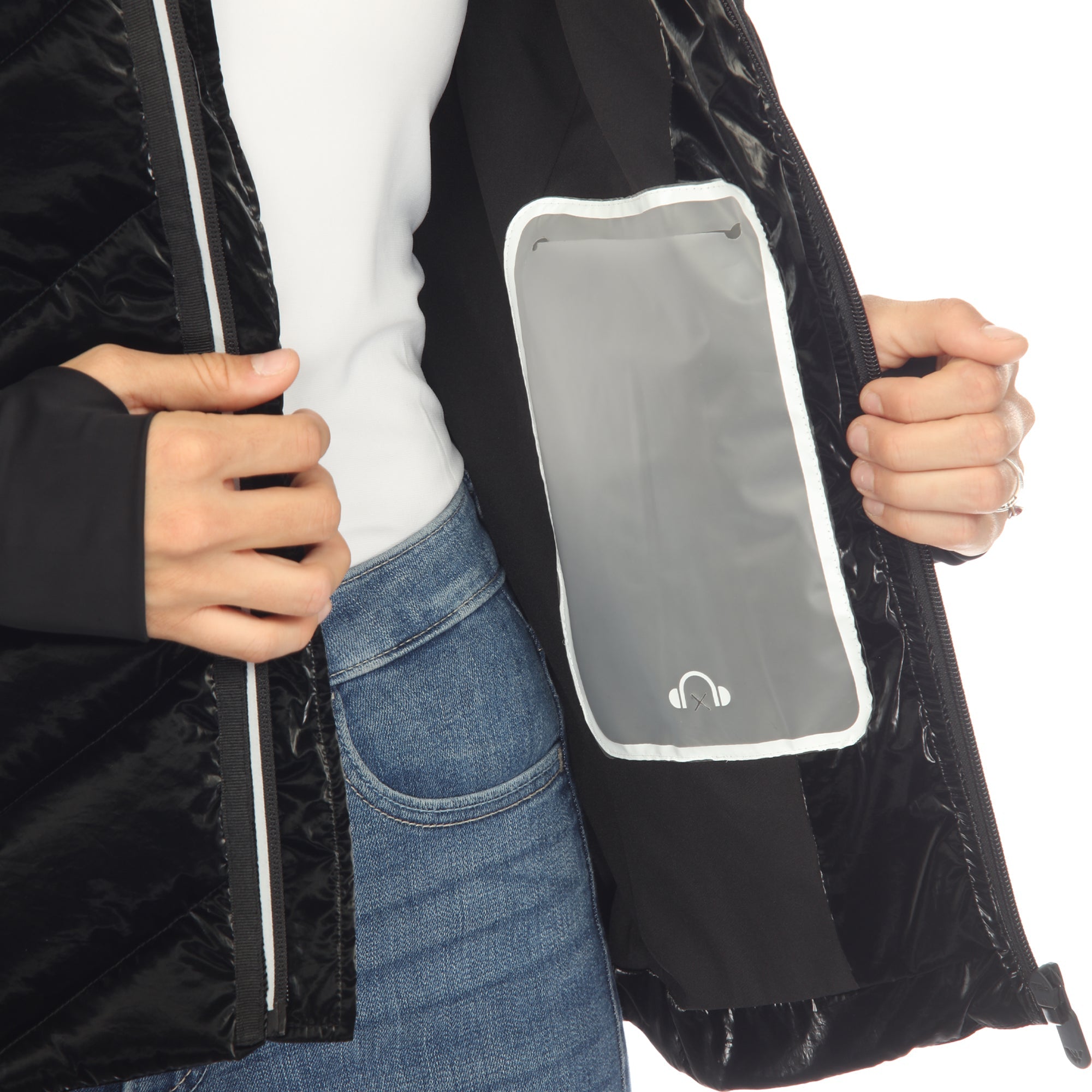 Women's Midweight Quilted Contrast With Thumbholes Hooded Jacket - DressbarnCoats & Jackets