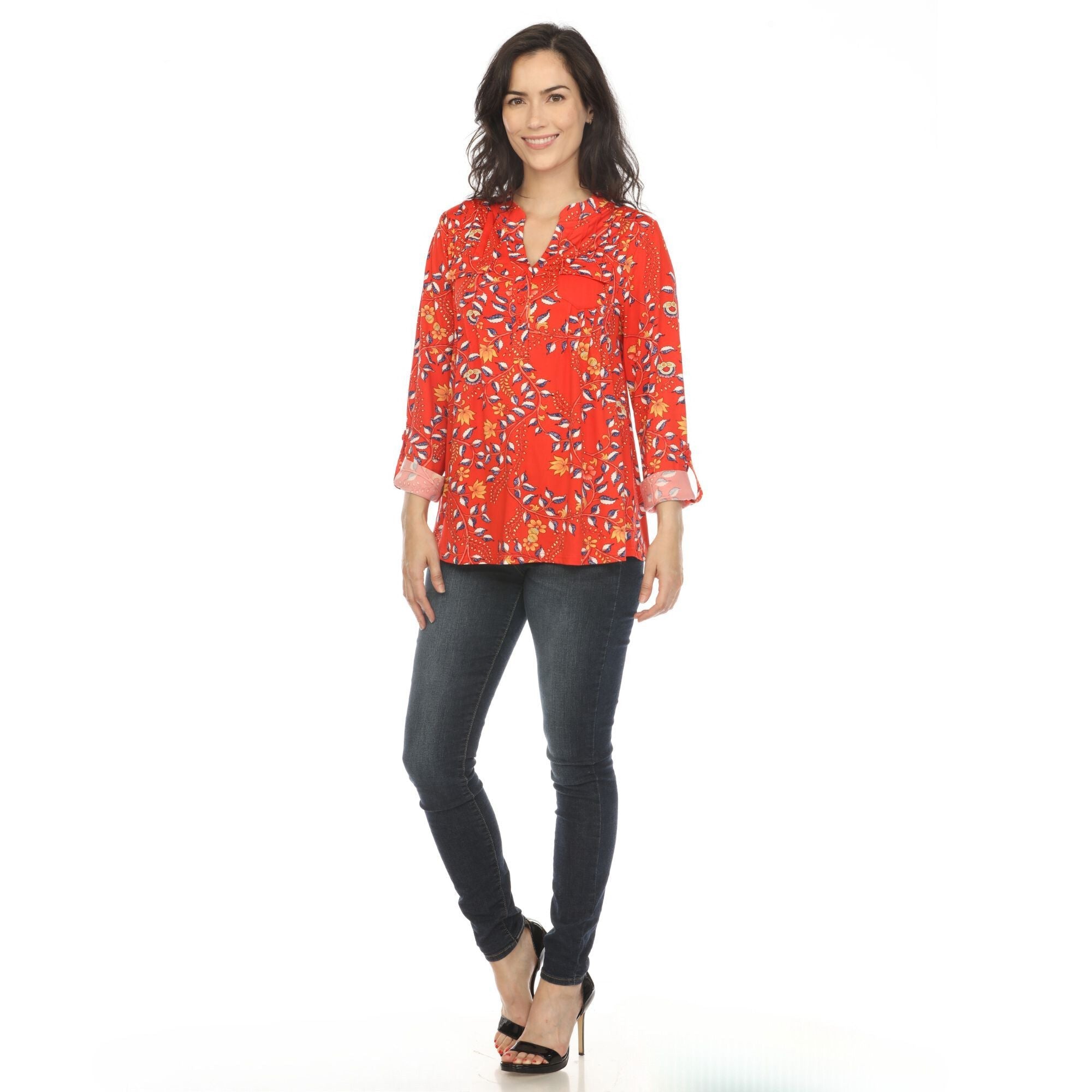 Women's Paisley Button Front Tunic Top - DressbarnButton Front Shirts