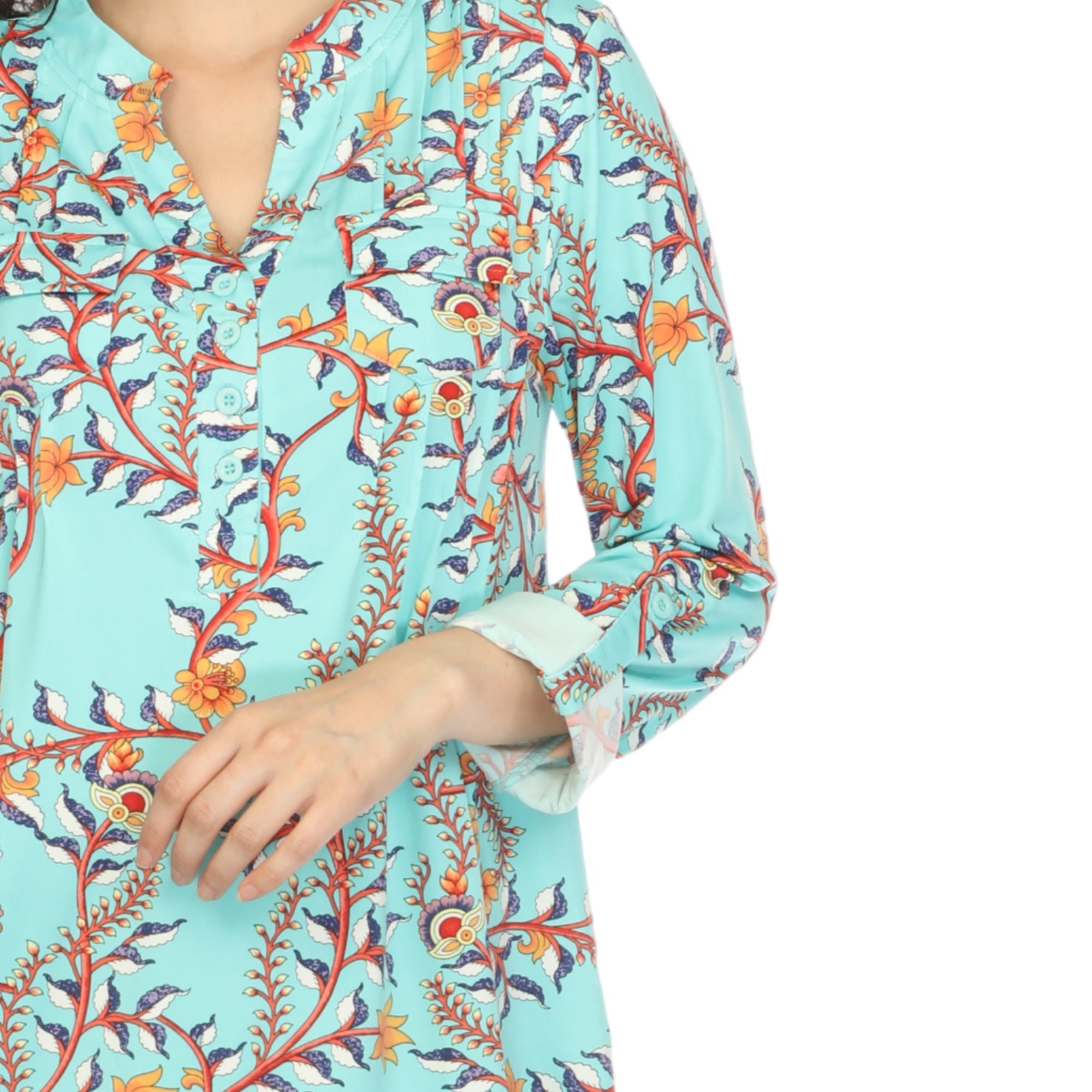 Women's Paisley Button Front Tunic Top - DressbarnButton Front Shirts