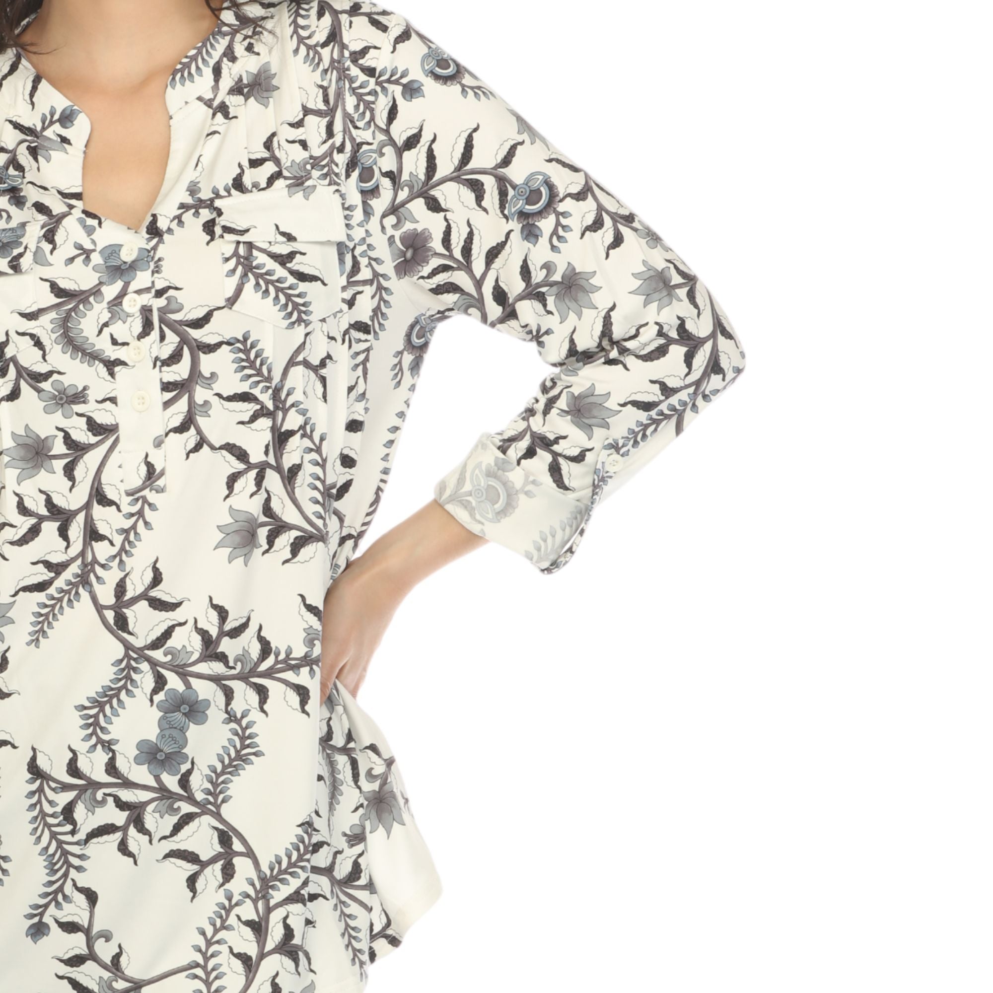 Women's Paisley Button Front Tunic Top - DressbarnButton Front Shirts