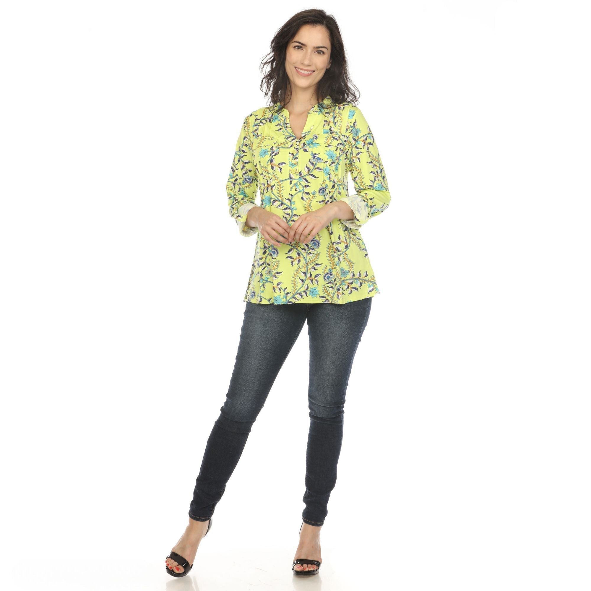 Women's Paisley Button Front Tunic Top - DressbarnButton Front Shirts