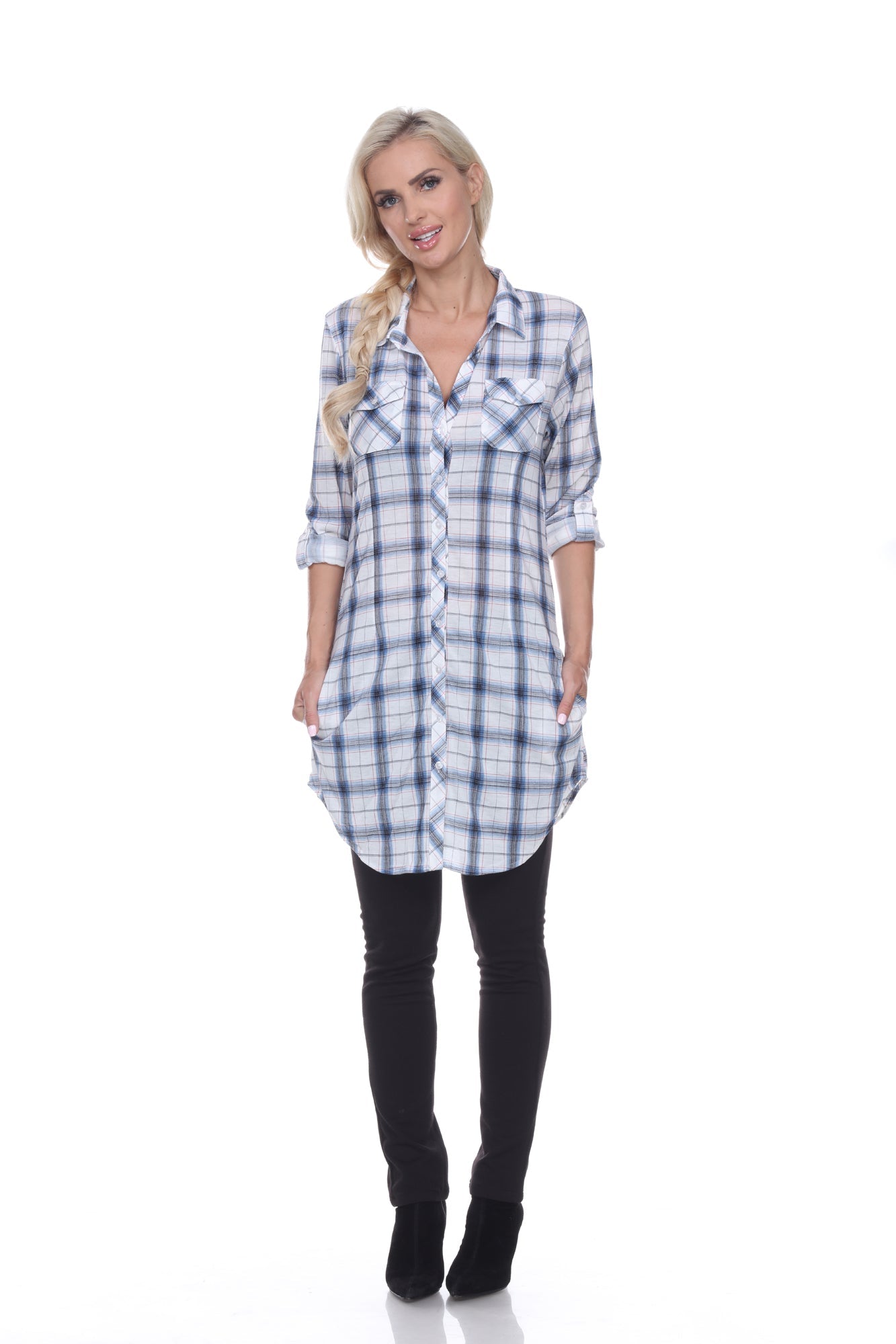 Women's Piper Stretchy Plaid Tunic - DressbarnShirts & Blouses