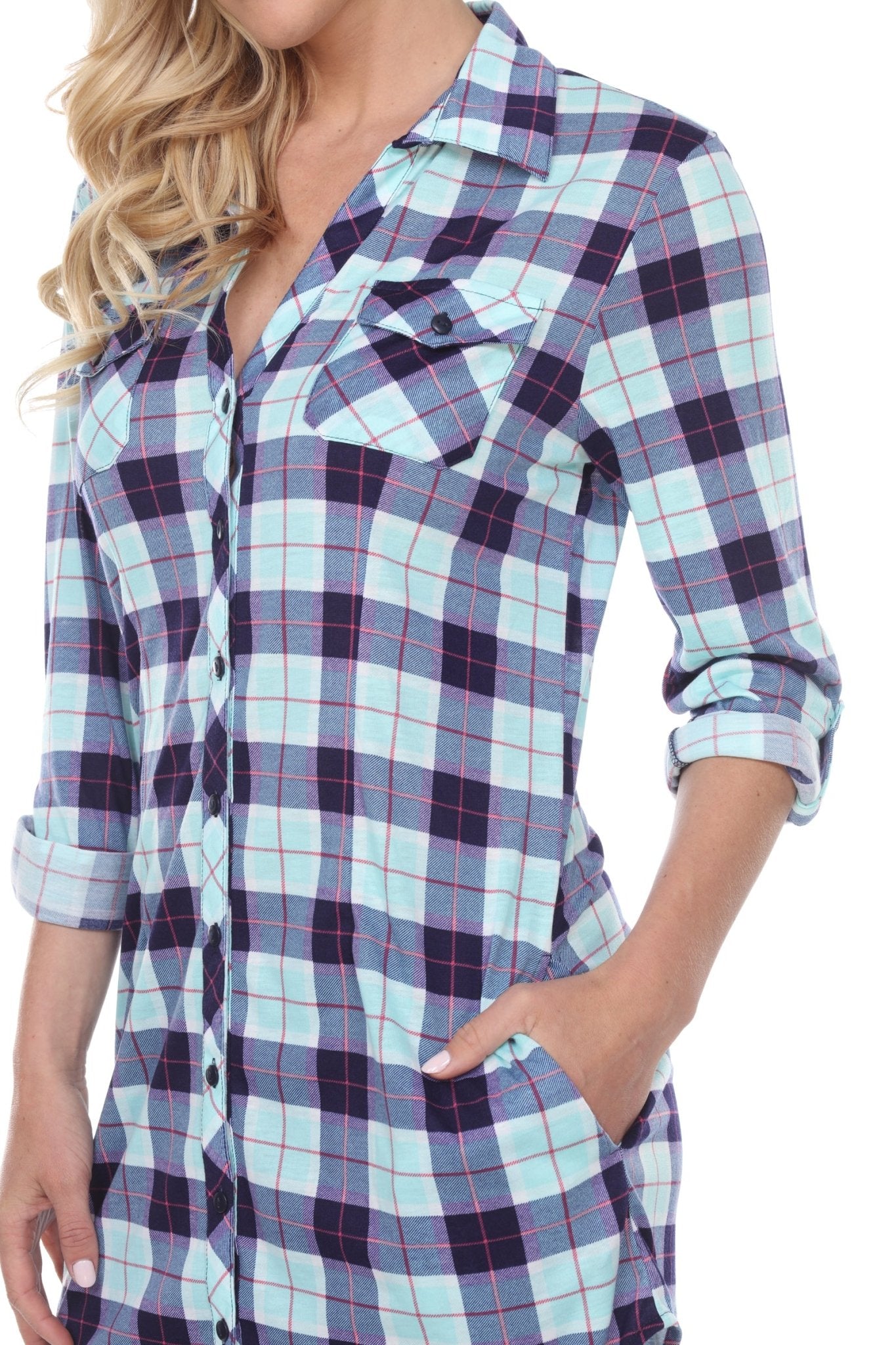 Women's Piper Stretchy Plaid Tunic - DressbarnShirts & Blouses