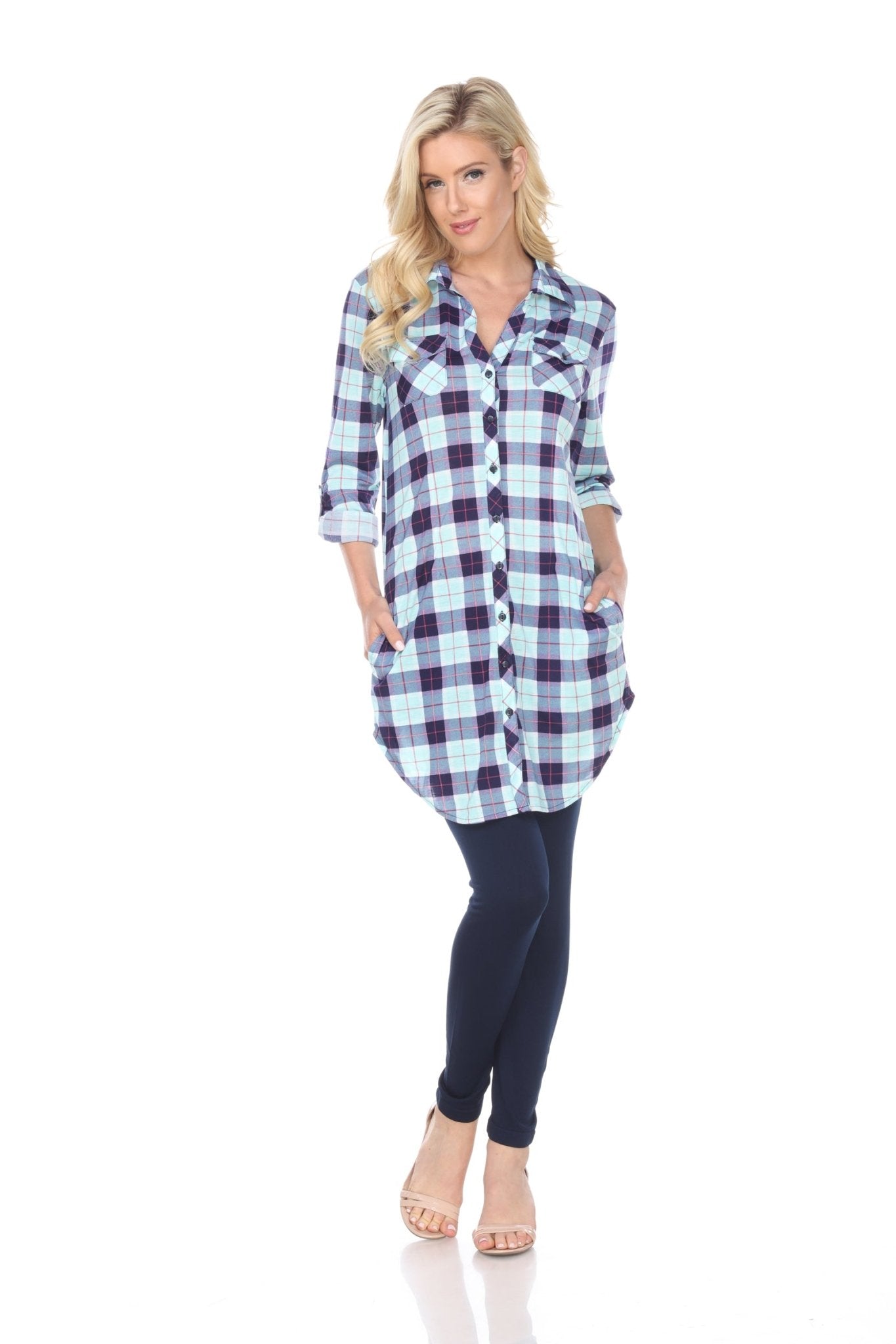 Women's Piper Stretchy Plaid Tunic - DressbarnShirts & Blouses