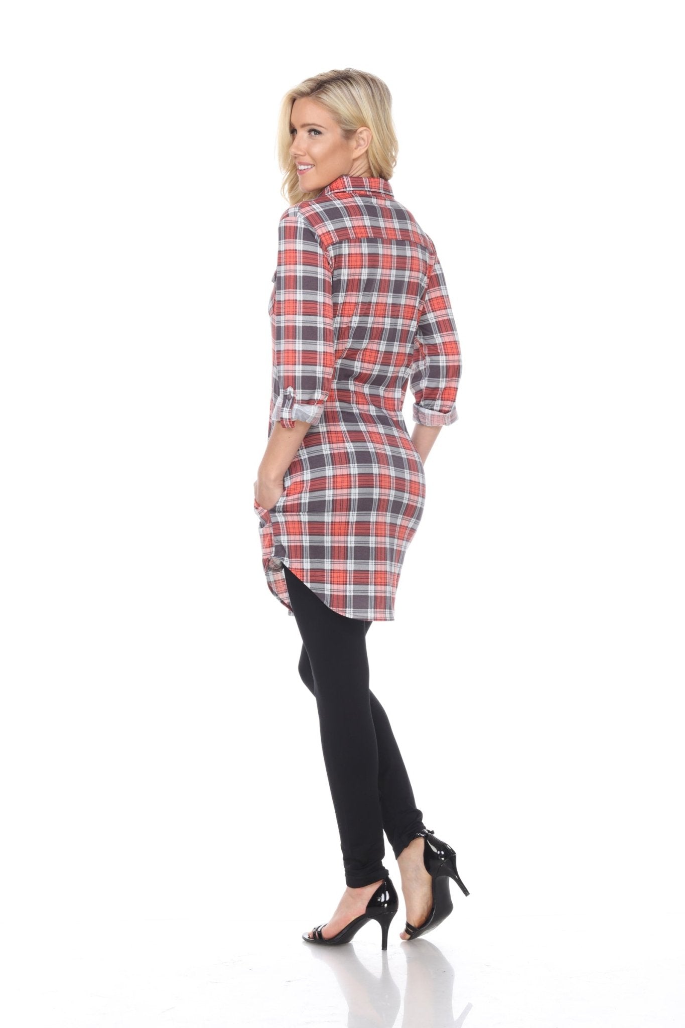 Women's Piper Stretchy Plaid Tunic - DressbarnShirts & Blouses