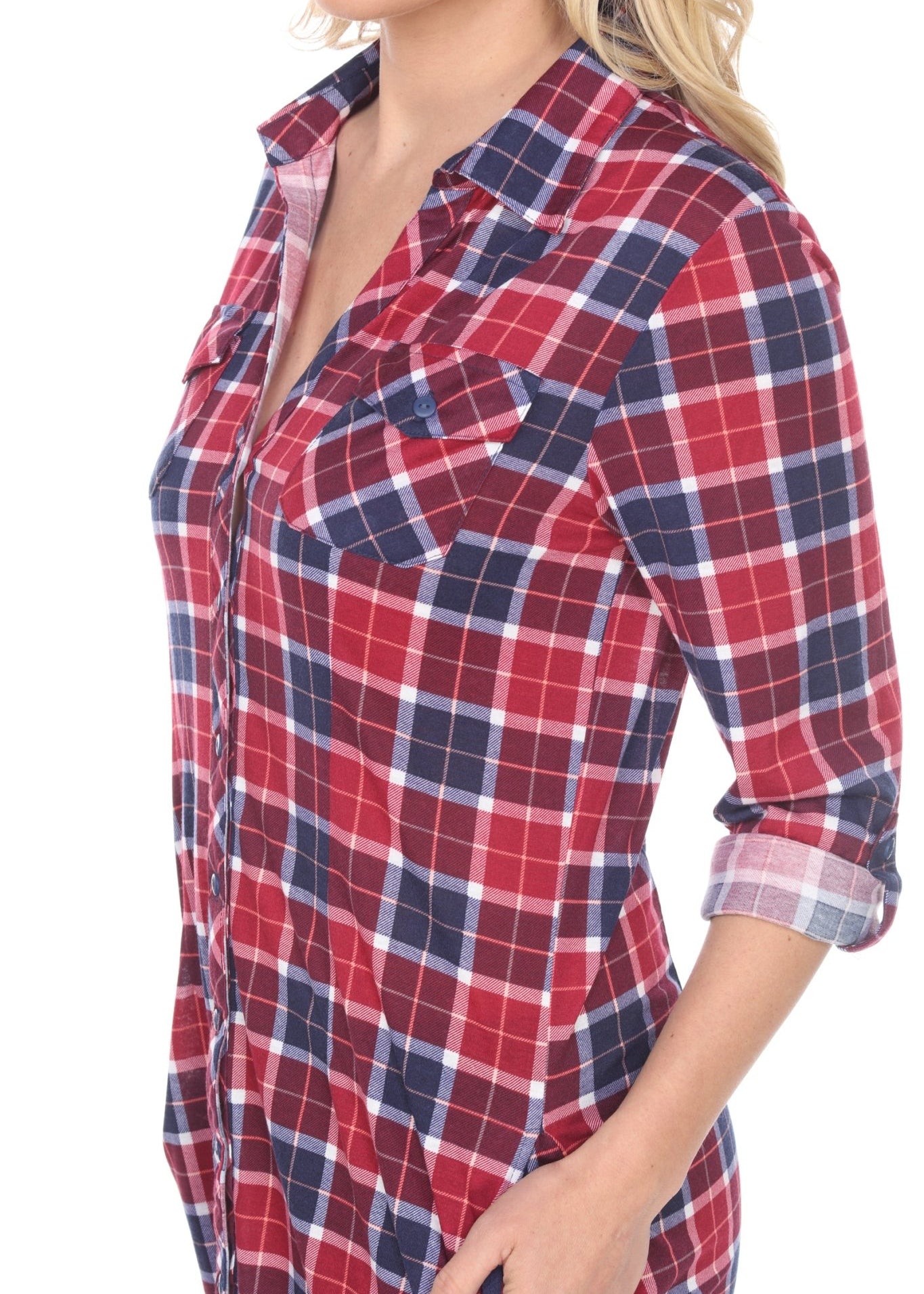 Women's Piper Stretchy Plaid Tunic - DressbarnShirts & Blouses