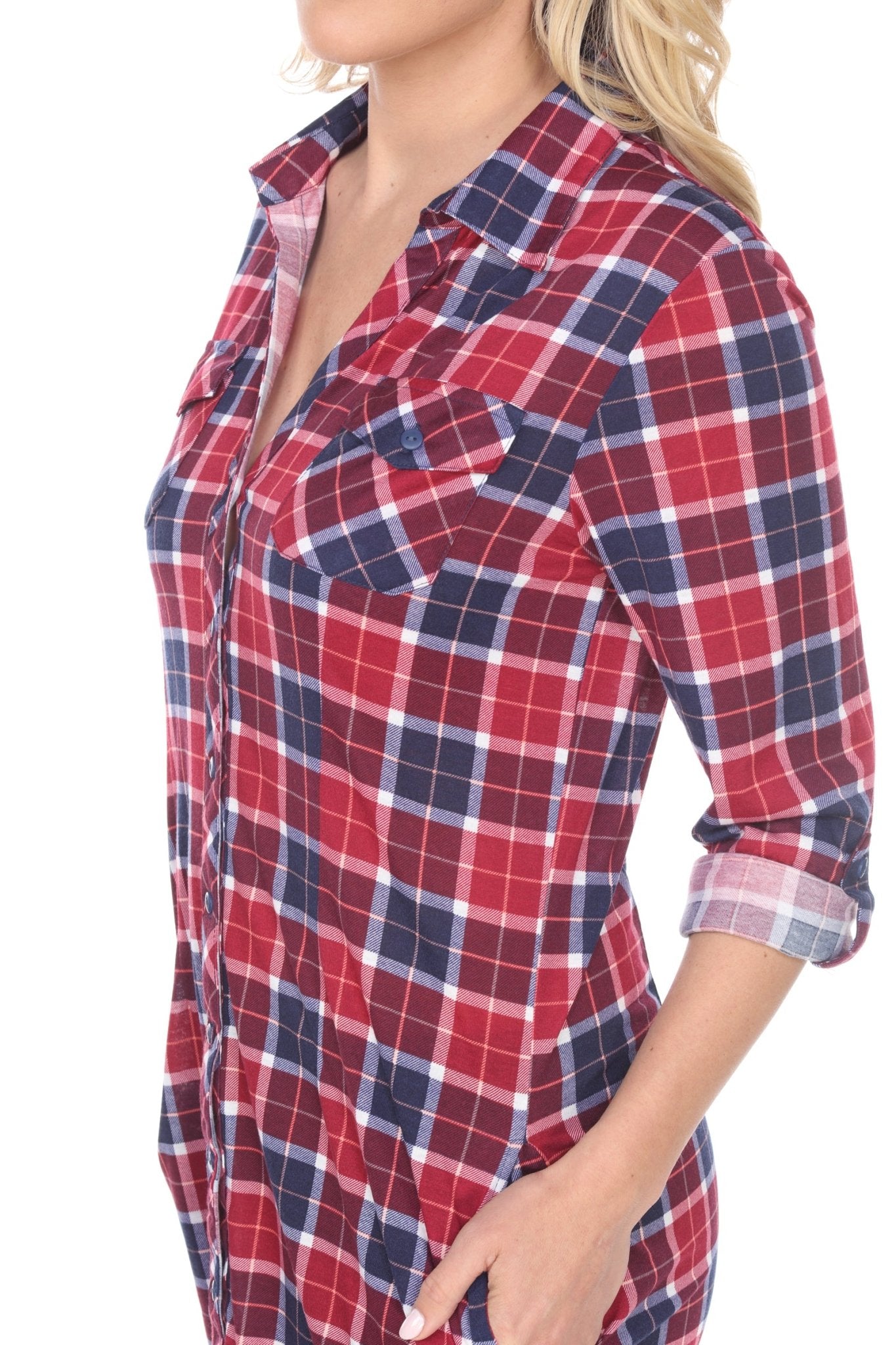 Women's Piper Stretchy Plaid Tunic - DressbarnShirts & Blouses