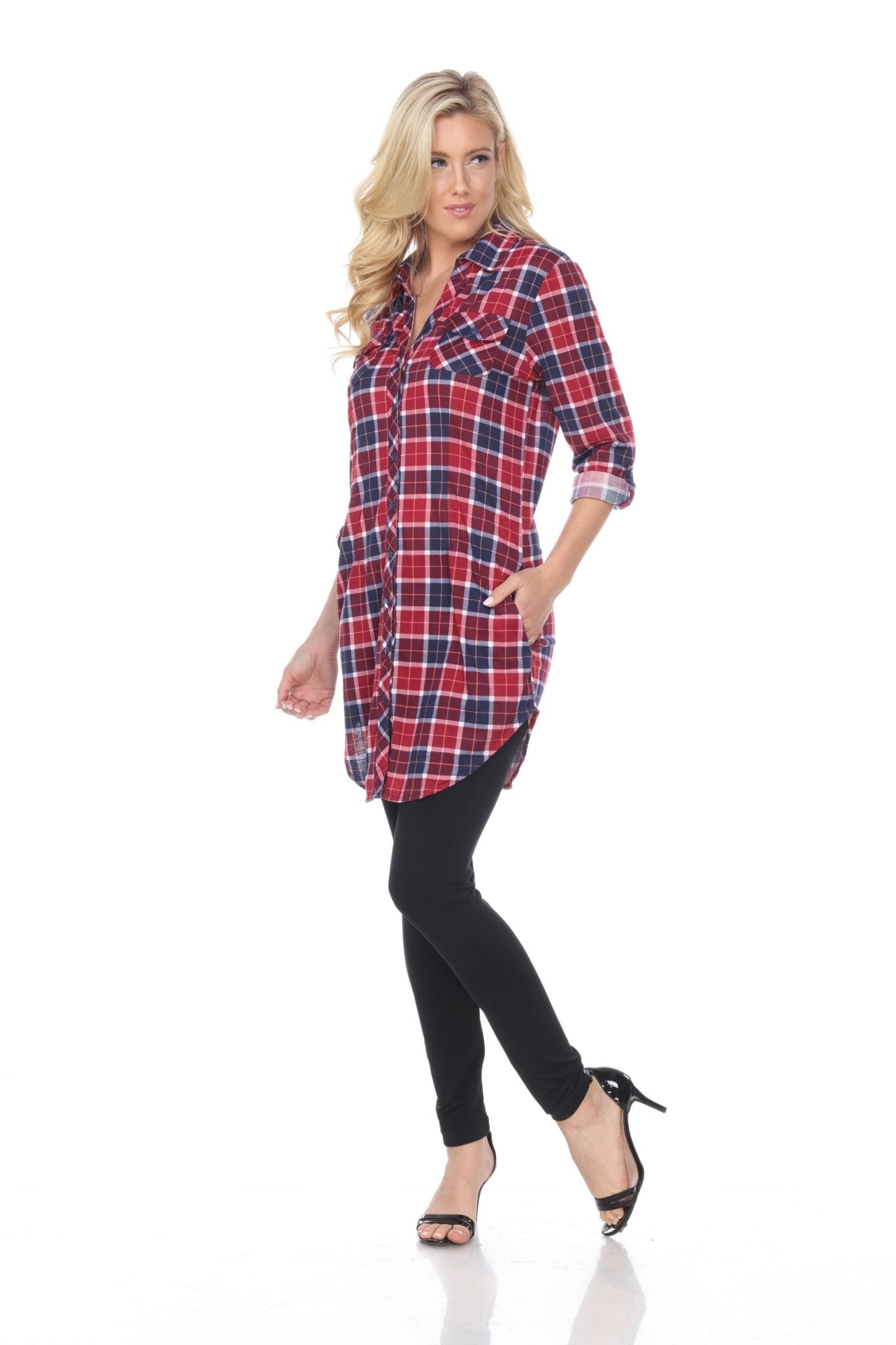 Women's Piper Stretchy Plaid Tunic - DressbarnShirts & Blouses