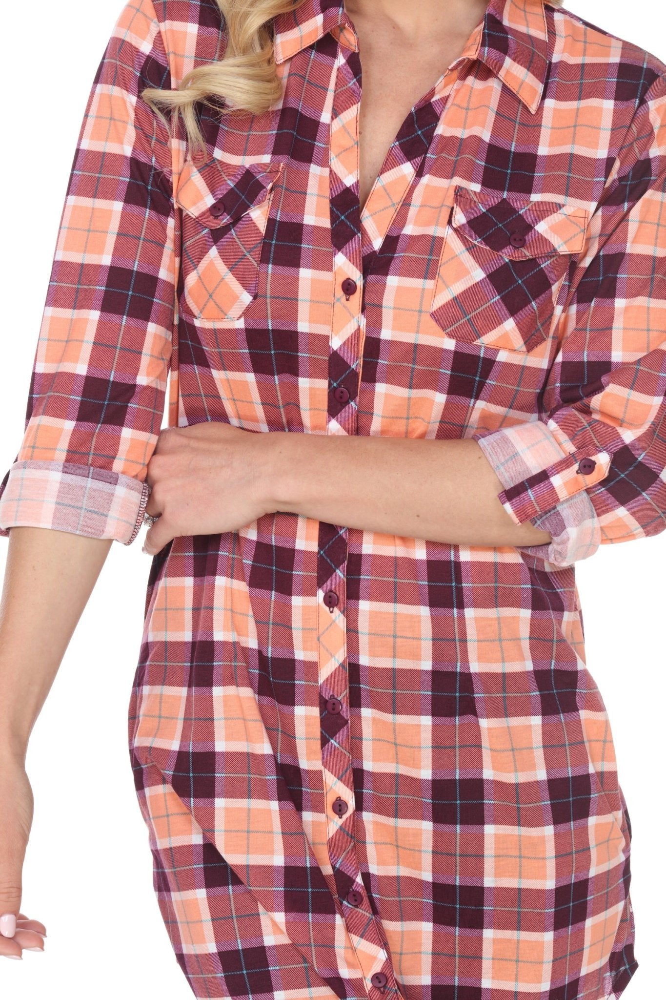 Women's Piper Stretchy Plaid Tunic - DressbarnShirts & Blouses