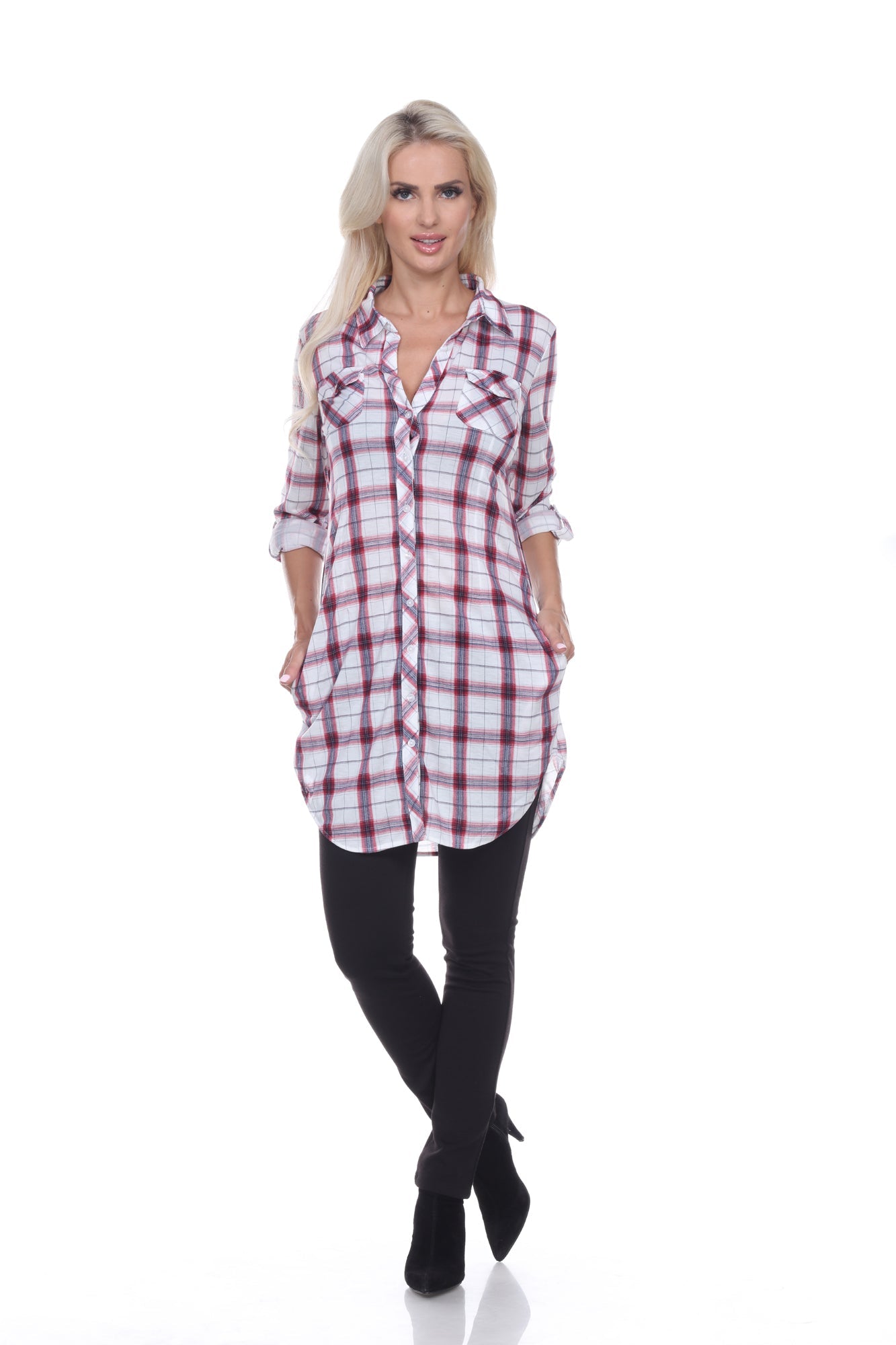 Women's Piper Stretchy Plaid Tunic - DressbarnShirts & Blouses