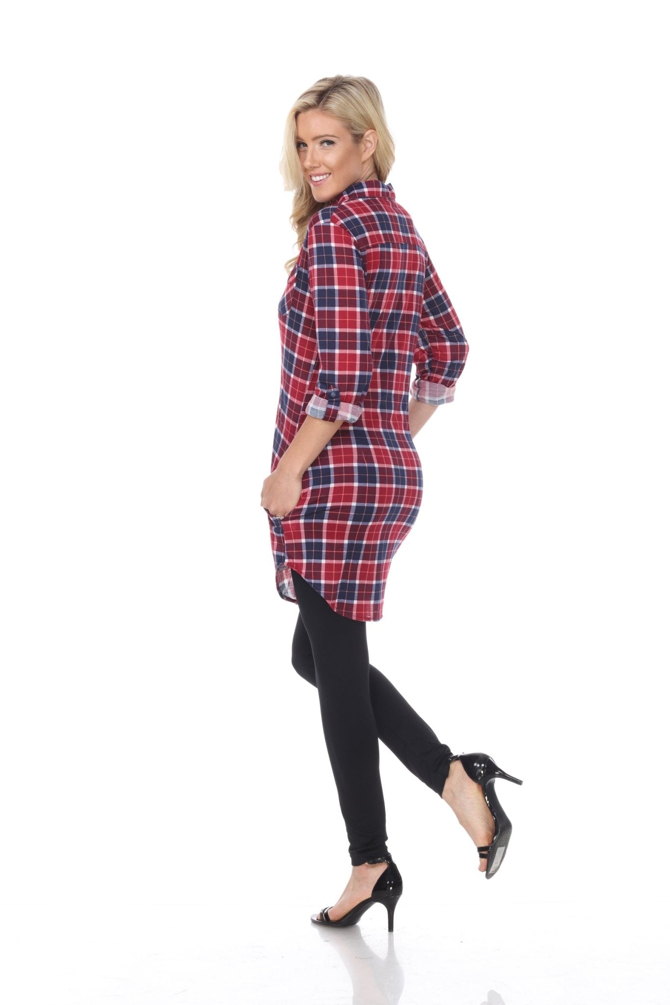 Women's Piper Stretchy Plaid Tunic - DressbarnShirts & Blouses