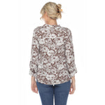 Women's Pleated Long Sleeve Floral Print Blouse - DressbarnShirts & Blouses