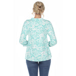 Women's Pleated Long Sleeve Floral Print Blouse - DressbarnShirts & Blouses