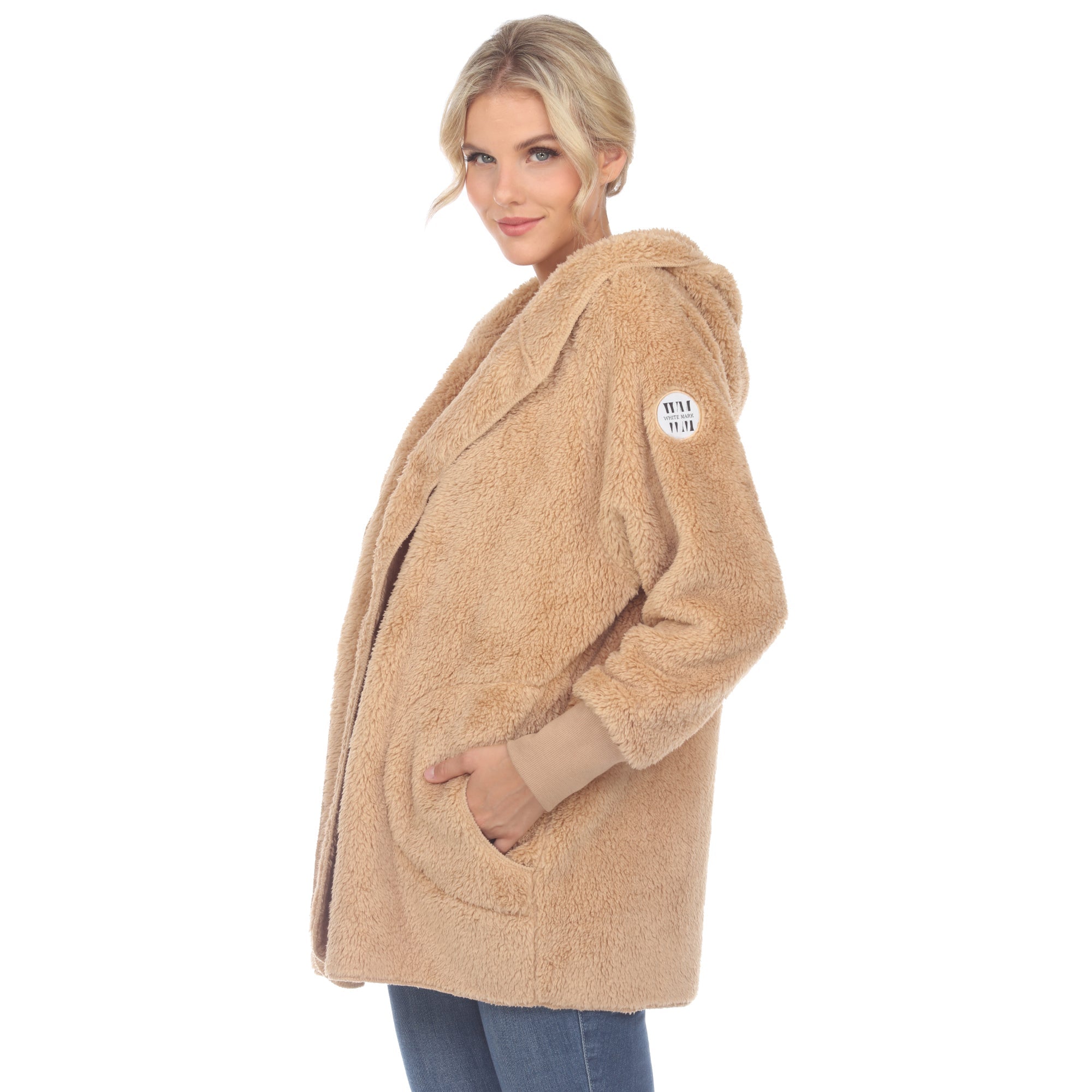 Women's Plush Hooded Cardigan with Pockets - DressbarnSweatshirts & Hoodies