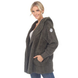 Women's Plush Hooded Cardigan with Pockets - DressbarnSweatshirts & Hoodies