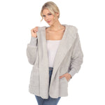 Women's Plush Hooded Cardigan with Pockets - DressbarnSweatshirts & Hoodies