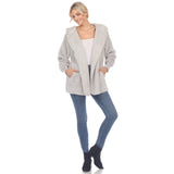 Women's Plush Hooded Cardigan with Pockets - DressbarnSweatshirts & Hoodies